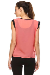 Women's Sleeveless Woven Surplice Top