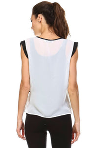 Women's Sleeveless Woven Surplice Top