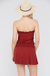 Women's Smock Strapless Dress with Elastic Waistband