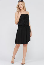 Women's Smock Strapless Dress with Elastic Waistband and Decorative Ties