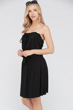 Women's Smock Strapless Dress with Elastic Waistband and Decorative Ties