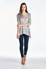 Urban Love 3/4 Sleeve Grey & White Stripe Shark Tail Top