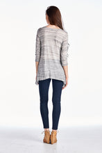 Urban Love 3/4 Sleeve Grey & White Stripe Shark Tail Top
