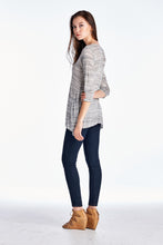Urban Love 3/4 Sleeve Grey & White Stripe Shark Tail Top