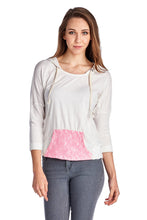 Urban Love Pullover Jersey Hoodie with Contrast Lace Pocket