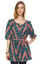 Christine V Belted Button-Front Top