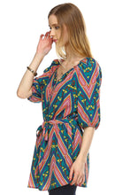 Christine V Belted Button-Front Top