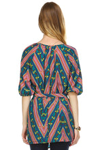 Christine V Belted Button-Front Top