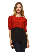 Women's Knit to Woven 3/4 Sleeve Colorblock Shirt Dress