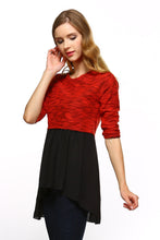 Women's Knit to Woven 3/4 Sleeve Colorblock Shirt Dress