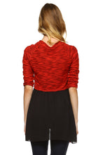 Women's Knit to Woven 3/4 Sleeve Colorblock Shirt Dress