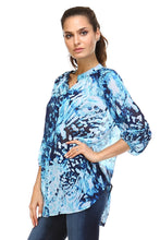 Christine V 3/4 Sleeve Printed Chiffon Button Top