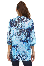 Christine V 3/4 Sleeve Printed Chiffon Button Top