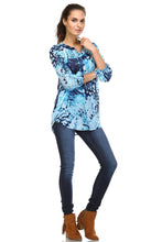 Christine V 3/4 Sleeve Printed Chiffon Button Top