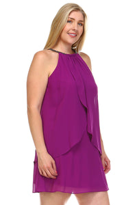 SLNY Beaded Neckline Chiffon Dress - WholesaleClothingDeals - 6