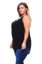 Women's Plus Size Sleeveless Button Pocket Top