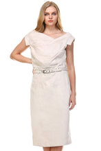 Women's Suede Draped Neckline Sleeveless Dress