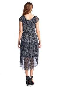 Sharagano Printed Chiffon High Low Dress