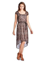 Sharagano Printed Chiffon High Low Dress