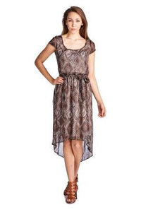 Sharagano Printed Chiffon High Low Dress