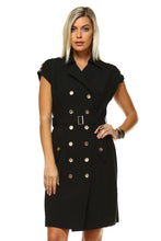 Women's Button Up Waist Tie Dress