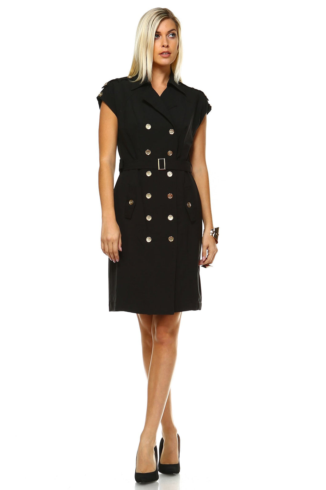 Women's Button Up Waist Tie Dress