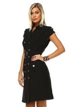 Women's Button Up Waist Tie Dress