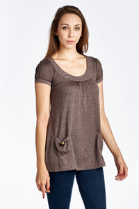 Coolwear Bell Sleeve Tunic with Front Pocket Detail