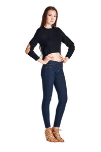 Urban Love Long Sleeve Cable Knit Crop Sweatshirt