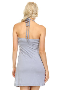 Christine V Beaded Neckline Halter Dress -  - 4