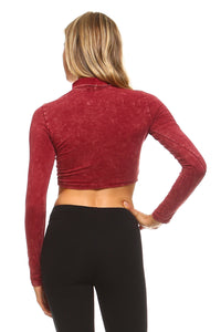 Women's Crop Turtle Neck Long Sleeve Top