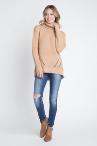 Women's Loose Fit Hi-Low Turtleneck Sweater