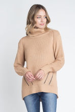 Women's Loose Fit Hi-Low Turtleneck Sweater