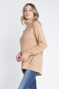 Women's Loose Fit Hi-Low Turtleneck Sweater