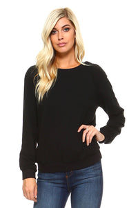 Women's Crewneck Sweatshirt with Patterned Sleeves