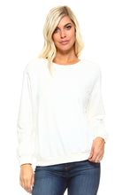 Women's Crewneck Sweatshirt with Patterned Sleeves