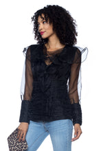 Women's Sheer Long Sleeve Ruffle Dress Top