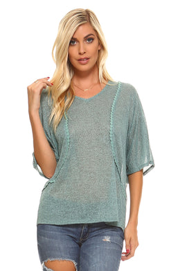 Women's Knit Crochet Back Top