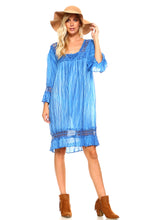 Women's 3/4 Three Quarter Sleeved Crochet Tunic Dress