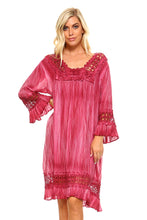 Women's 3/4 Three Quarter Sleeved Crochet Tunic Dress