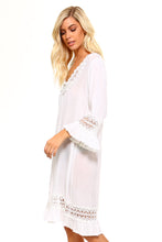 Women's 3/4 Three Quarter Sleeved Crochet Tunic Dress