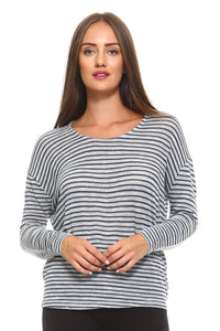 Women's Light Knit Sweater Top With Scoop Neck