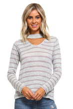 Women's Light Knit Sweater Top With Cut-Out Neck