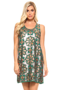 Women's Printed Sequinned Accent Dress