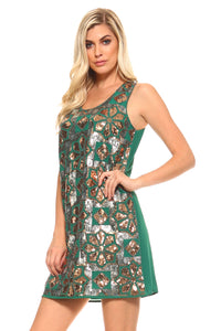 Women's Printed Sequinned Accent Dress