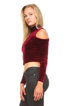 Women's Long Sleeve High Neck Cut Out Crop Top