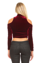 Women's Long Sleeve High Neck Cut Out Crop Top