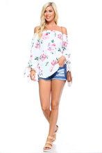 Women's Floral Off Shoulder Tie Top