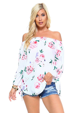 Women's Floral Off Shoulder Tie Top