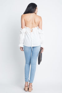 Women's Off Shoulder Ruffle Bardot Top